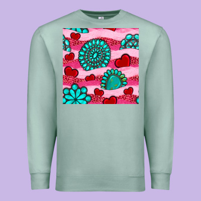 Valentines Day Turquoise Gemstone  And Hearts Premium Sweatshirt Designed By Bundleandbundleshop