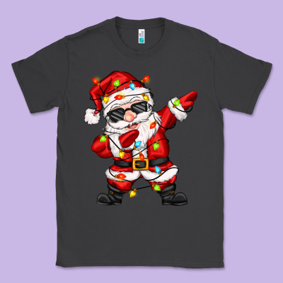 Classic Tee dabbing santa with christmas lights