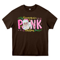 Chocolate Brown dreaming of a pink christmas Heavy Core Tee - CowhideDigitalArt