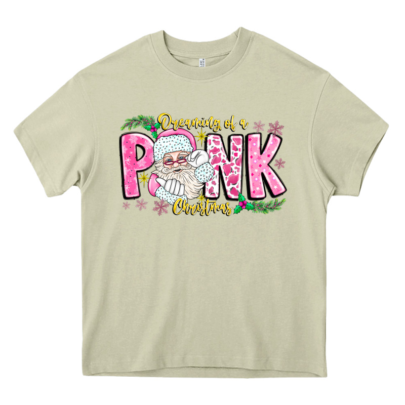 Dreaming Of A Pink Christmas Heavy Core Tee by CowhideDigitalArt | Teevron
