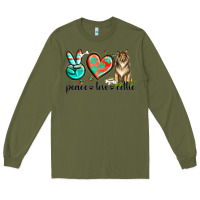 Army Green peace love collie Long Sleeve Tee - texasbilliewilder