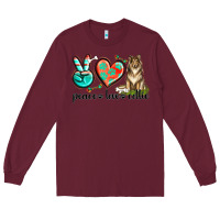 Burgundy peace love collie Long Sleeve Tee - texasbilliewilder