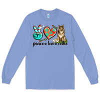 Colony Blue peace love collie Long Sleeve Tee - texasbilliewilder