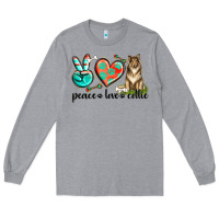 Heather Grey peace love collie Long Sleeve Tee - texasbilliewilder