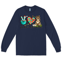 Navy peace love collie Long Sleeve Tee - texasbilliewilder