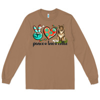 Toasted Coconut peace love collie Long Sleeve Tee - texasbilliewilder