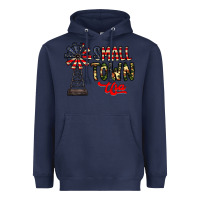Navy small town usa Heavyweight Hoodie - CowhideDigitalArt