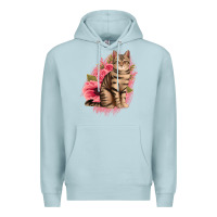 Blue Mist floral cat Premium Hoodie - Jasminsmagicworld