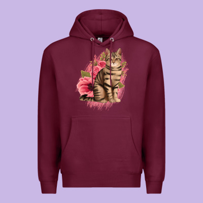 Floral Cat Premium Hoodie Designed By Jasminsmagicworld