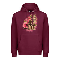 Burgundy floral cat Premium Hoodie - Jasminsmagicworld