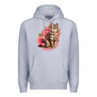 Heather Grey floral cat Premium Hoodie - Jasminsmagicworld