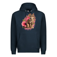 Navy floral cat Premium Hoodie - Jasminsmagicworld
