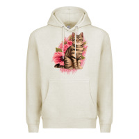 Oatmeal Heather floral cat Premium Hoodie - Jasminsmagicworld