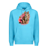 Ocean Blue floral cat Premium Hoodie - Jasminsmagicworld