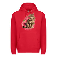 Red floral cat Premium Hoodie - Jasminsmagicworld