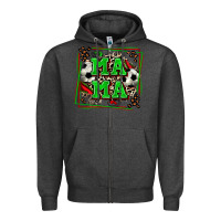 Charcoal Heather soccer mama with leopard Zipper Hoodie - Zillion Design Studio