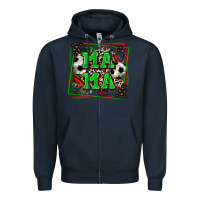 Navy soccer mama with leopard Zipper Hoodie - Zillion Design Studio