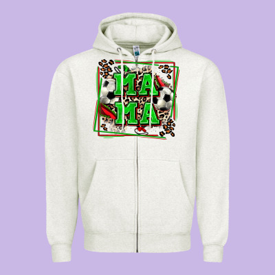 Soccer Mama With Leopard Zipper Hoodie Designed By Zillion Design Studio