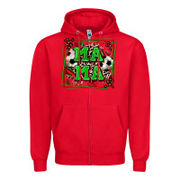 Red soccer mama with leopard Zipper Hoodie - Zillion Design Studio