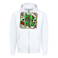 White soccer mama with leopard Zipper Hoodie - Zillion Design Studio