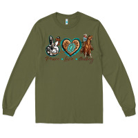Army Green peace love cowboy Long Sleeve Tee - texasbilliewilder