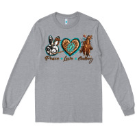 Heather Grey peace love cowboy Long Sleeve Tee - texasbilliewilder