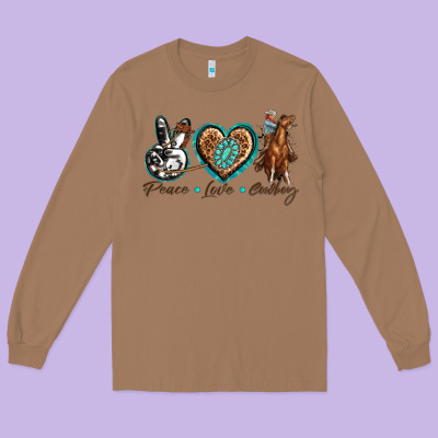 Long Sleeve Tee peace love cowboy