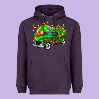 St Patricks Shamrock Gold Rainbow Balloon Candy Truck Heavyweight Hoodie Designed By Fadigitalartstudio