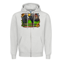 Dove Grey black angus cattle and bull in barnyard Zipper Hoodie - RanaPortraitStore