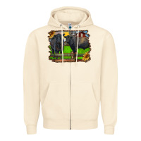Sandshell black angus cattle and bull in barnyard Zipper Hoodie - RanaPortraitStore
