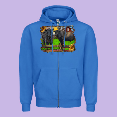 Black Angus Cattle And Bull In Barnyard Zipper Hoodie Designed By Ranaportraitstore