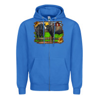 True Royal black angus cattle and bull in barnyard Zipper Hoodie - RanaPortraitStore