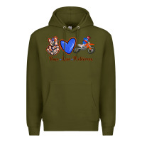 Army Green Peace Love Motocross Premium Hoodie - RanaPortraitStore
