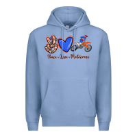 Colony Blue Peace Love Motocross Premium Hoodie - RanaPortraitStore