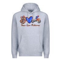 Heather Grey Peace Love Motocross Premium Hoodie - RanaPortraitStore