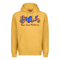 Mustard Peace Love Motocross Premium Hoodie - RanaPortraitStore