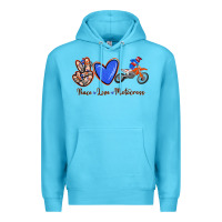 Ocean Blue Peace Love Motocross Premium Hoodie - RanaPortraitStore
