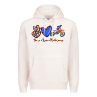 Pale Pink Peace Love Motocross Premium Hoodie - RanaPortraitStore