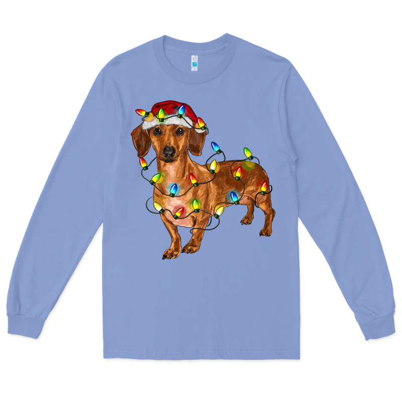 Dachshund Christmas Lights Long Sleeve Tee by RanaPortraitStore | Teevron