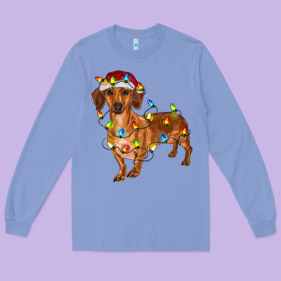 Long Sleeve Tee Dachshund Christmas Lights