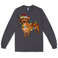 Smoke Dachshund Christmas Lights Long Sleeve Tee - RanaPortraitStore