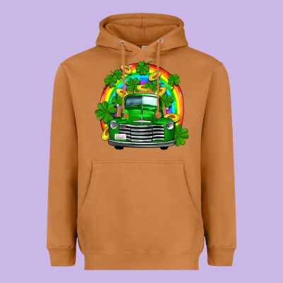 St Patricks Shamrock Gold Rainbow Truck Heavyweight Hoodie Designed By Fadigitalartstudio