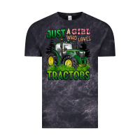 Cloud Black just a girl who loves tractors Vintage Tee - BarkalooDesign
