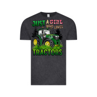 Vintage Black just a girl who loves tractors Vintage Tee - BarkalooDesign