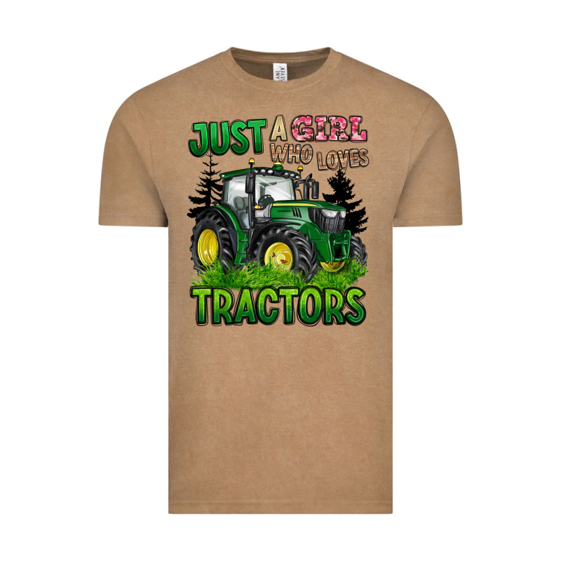 Just A Girl Who Loves Tractors Vintage Tee by BarkalooDesign | Teevron