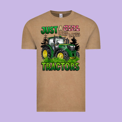 Just A Girl Who Loves Tractors Vintage Tee Designed By Barkaloodesign
