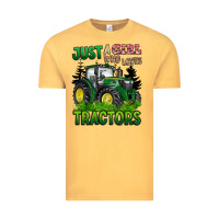 Vintage Mustard just a girl who loves tractors Vintage Tee - BarkalooDesign