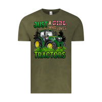 Vintage Olive just a girl who loves tractors Vintage Tee - BarkalooDesign