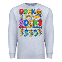 Heather Grey rock your  world down syndrome Premium Sweatshirt - Artiststas