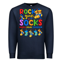 Navy rock your  world down syndrome Premium Sweatshirt - Artiststas